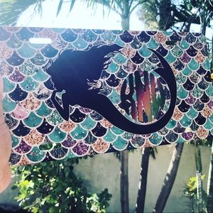 Mermaid license plate with monogram option available